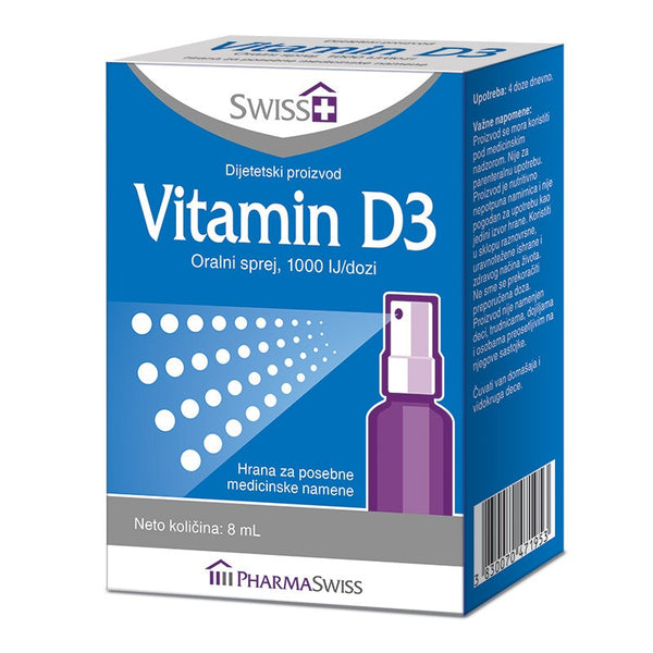 SWISS+ VIT D3 sprej 1000ij 8ml