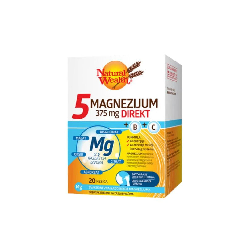 Natural Wealth Nutrition Corp Nw-5 Magnezijum 375+b+c Direct, 20 Kes