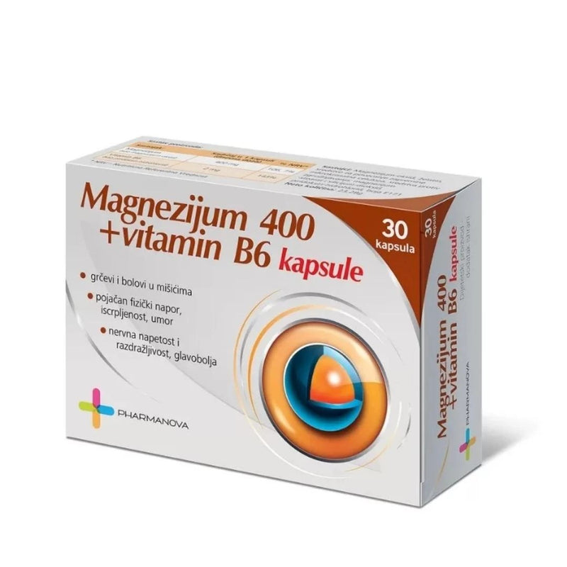 Pharmanova Magnezijum 400+vit B6 kapsula 30 kom Pharmanov